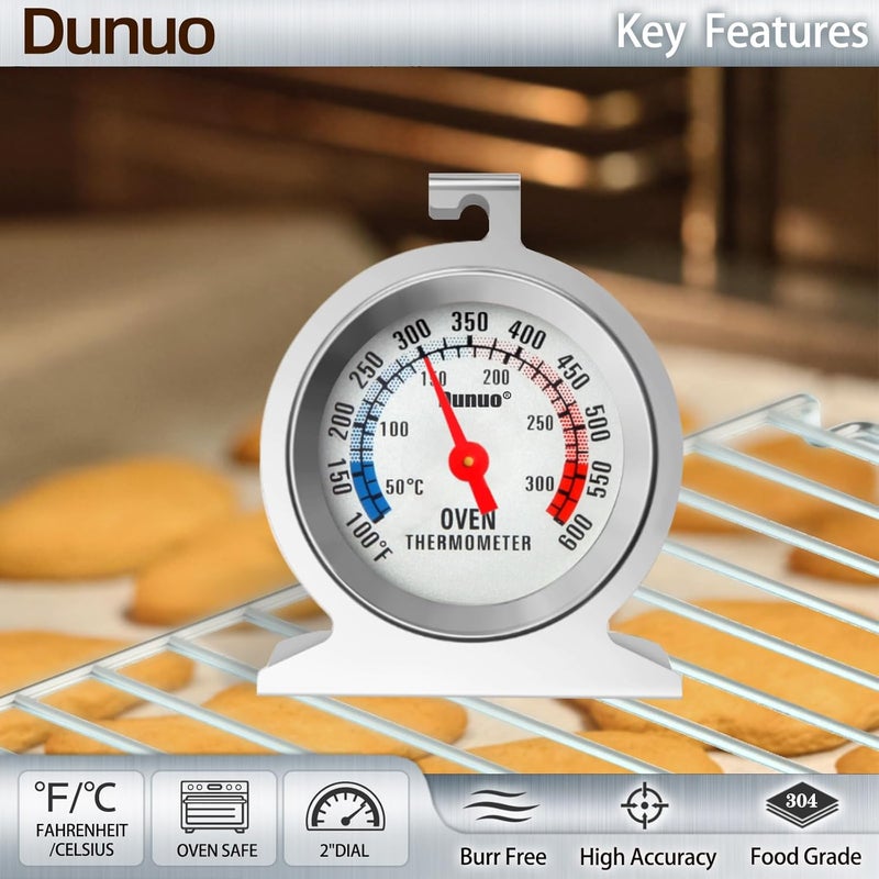 DUNUO 2-Pack Oven Thermometer for Gas Oven, 50-300°C/100-600°F Smoker Temperature Gauge with 304 Stainless Steel, Analog Instant Read Cooking Thermometer - Image 3